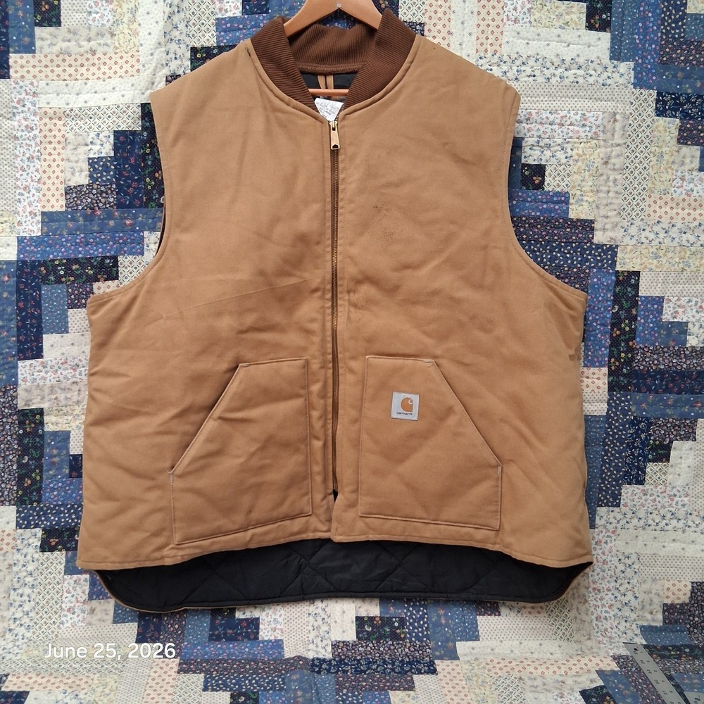 Vintage Carhartt V01 BRN Canvas Vest Size 4XL Brown Made in‎ USA